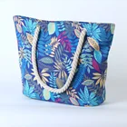wholesale 2020 Factory Supply Ladies Floral Sublimation Large Canvas Beach Tote Bag with Rope Handle Handbag For Woman