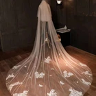 Bead Edge Wedding Bridal Veils Exquisite Lace Applique Long Ivory Wedding Accessories Bridal Veil Cheap