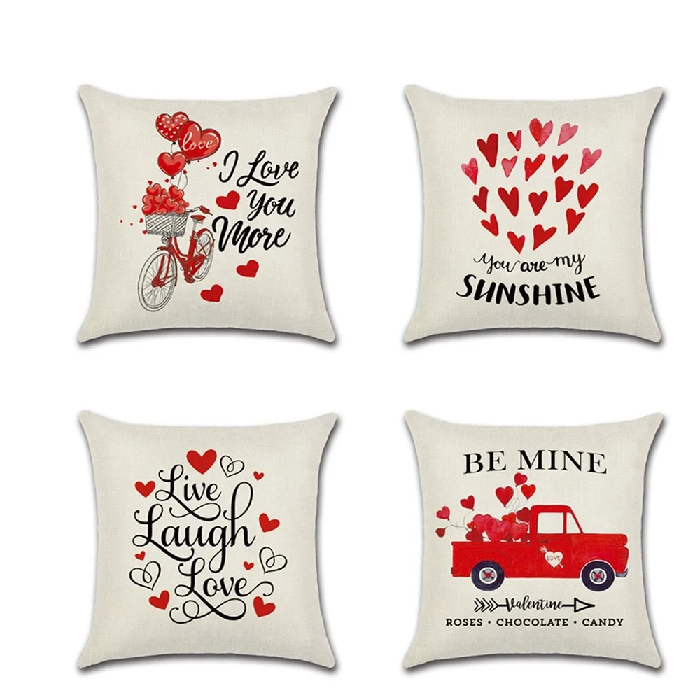 name  vintage red truck throw pillow case  valentines cushion