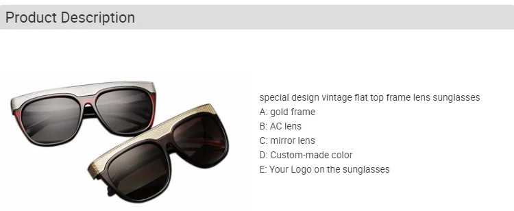 EUGENIA special design recycled plastic vintage flat top art frame lens sunglasses UV400