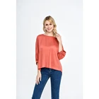 Plus size slick solid color blouse with bow women backless shirt