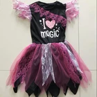 Girl Girls Hot Sale Halloween Costume Carnival Kids Girl Witch Costume Pink With Lace Sweet