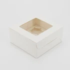 Eco Friendly High quality Kraft Paper Box for 4 pcs Cake Cupcake Paper Box with Window for Doughnuts Box