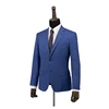 OEM customized tailoring suit Blue window pane jacquard fabric linen plaid suit for men