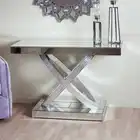 Hot Sale Hollow Design Crystal Furniture Silver Mirrored Console Table