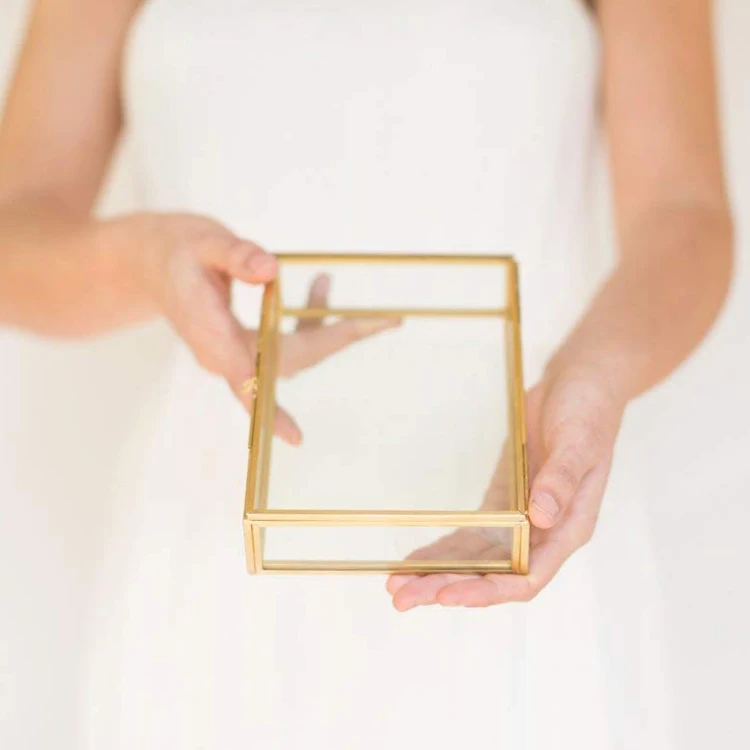 Große Klare Glas Box Urlaub Wohnkultur Display oder Hochzeit Andenken Karte Halter Box