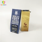 Stand up flat bottom custom printing 100g 250g 1kg 12oz plastic kraft paper coffee packaging bag with valve