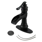 BWE Cupc Certified Brass One-Handle Matte Black Modern Open Waterway Bathroom Basin Faucet Modern with Drain Assembly