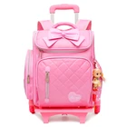 removable 6 wheels children trolley school backpack bags for student