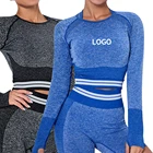 Women's 2020 Wholesale Women's Athletic Crop Top Long Sleeve Quick Dry Workout Yoga Shirts Gym Wear