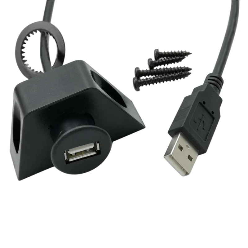 USB 2.0 Male to Female Flush Panel Mount Extension Cable for Car Truck Boat Motorcycle Dashboard, (Round Head) (6Feet/2m) - ANKUX.COM