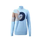 Winter Latest Jacquard Light Blue Turtleneck Angora Wool Sweater Womens
