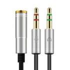 Stereo Audio Cable 35cm 3.5mm Stereo Audio Male To 2 Female Headset Mic Y Splitter Cable Adapter