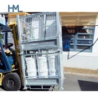 Industrial warehouse transport demountable returnable folding storage lockable metal crate stillage box
