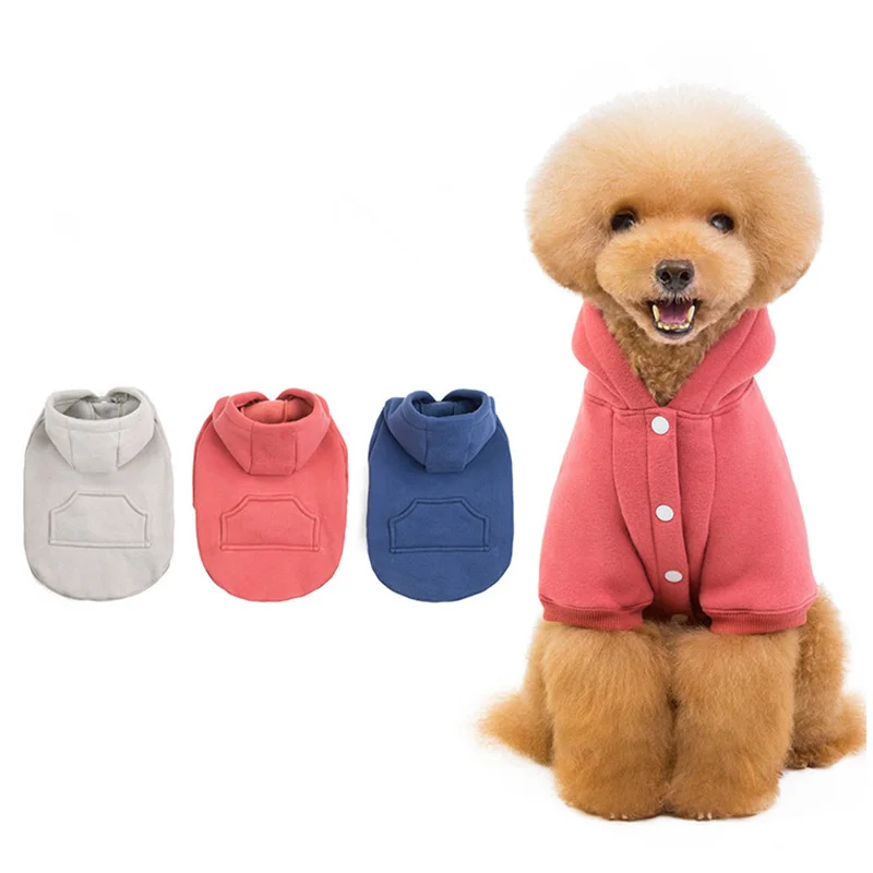 Winter New Pet Supplies Dog Sweater Fleece Cotton Pet Clothes Dog Hoodie Teddy Bulldog Solid Color Casual Dog Coats Wholesale