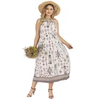 Fashion Holiday Beach Dresses Women Lady Elegant Summer Halter Boho Dress Ladies Plus Size Casual Dresses