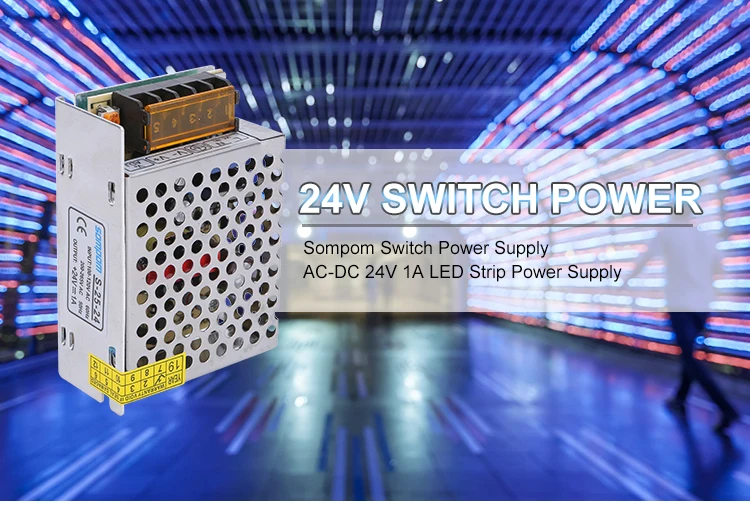 110/220v AC To DC 24V 1A 25W Single Output Power Supply With Load Regulation Features