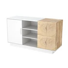 Modern wood furniture media entertainment console center unit accent lcd tv stand with sliding door storage cabinet