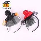 Halloween Hot Colorful Mini Party Top Hat Headband With Lace Veil glitter