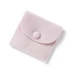 PandaSew 8*10cm Logo printed Custom small velvet Jewelry pouches button closure