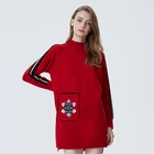 Boyfriend Long Designer Cute Sweater Dress Crew Neck Jacquard Knitted Pullover Sweater