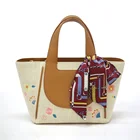 Premium OEM factory new fashion embroidery scarves handbags PU Linen trend temperament tote bag