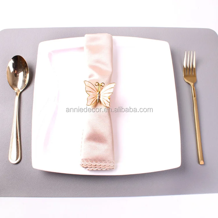 Fancy rose gold Butterfly shaped napkin rings for wedding party table decorations