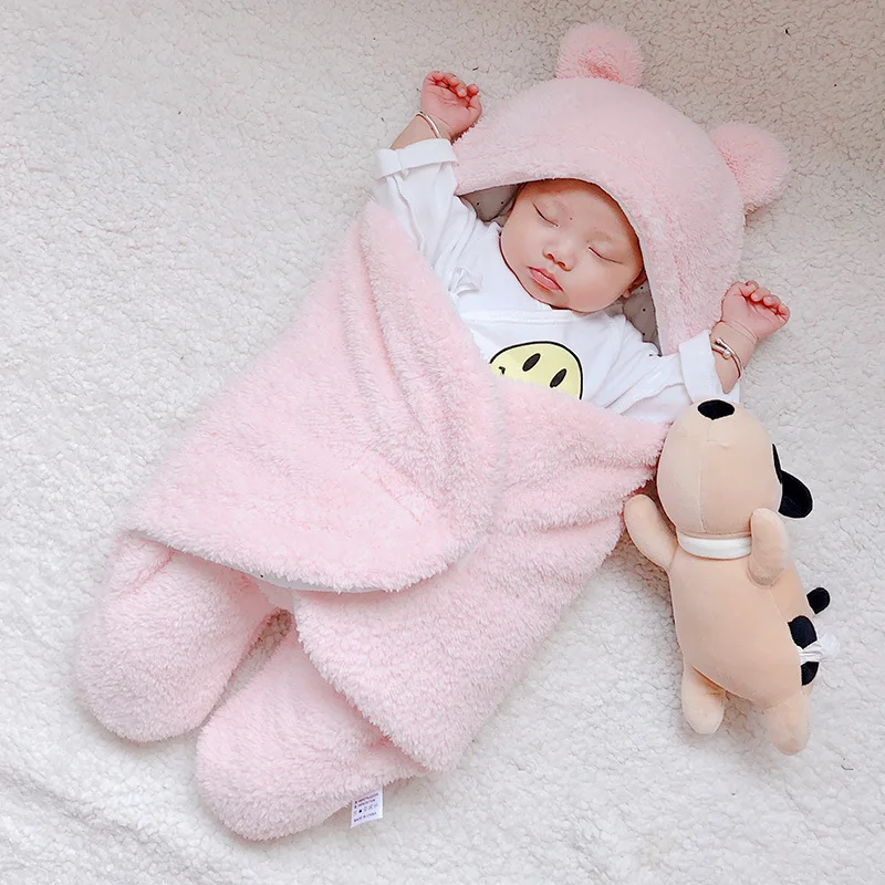 Invierno cálido bebé Swaddle bolsa gruesa bebé saco de bebé de lana Polar saco de dormir Bebé 0-12month