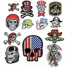 Professional personality skull embroidery patch for cloth