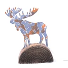 11213home accessories house room decor Christmas decoration rust gray wood metal iron animal reindeer