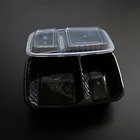 Amazon top selling pp plastic two compartments takeaway bento lunch box disposable food container with lid