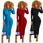 10260NA 2019 Autumn Solid Bandage Long Sleeve Velvet Boutique Clothing Fashion Women Sexy Casual Dresses