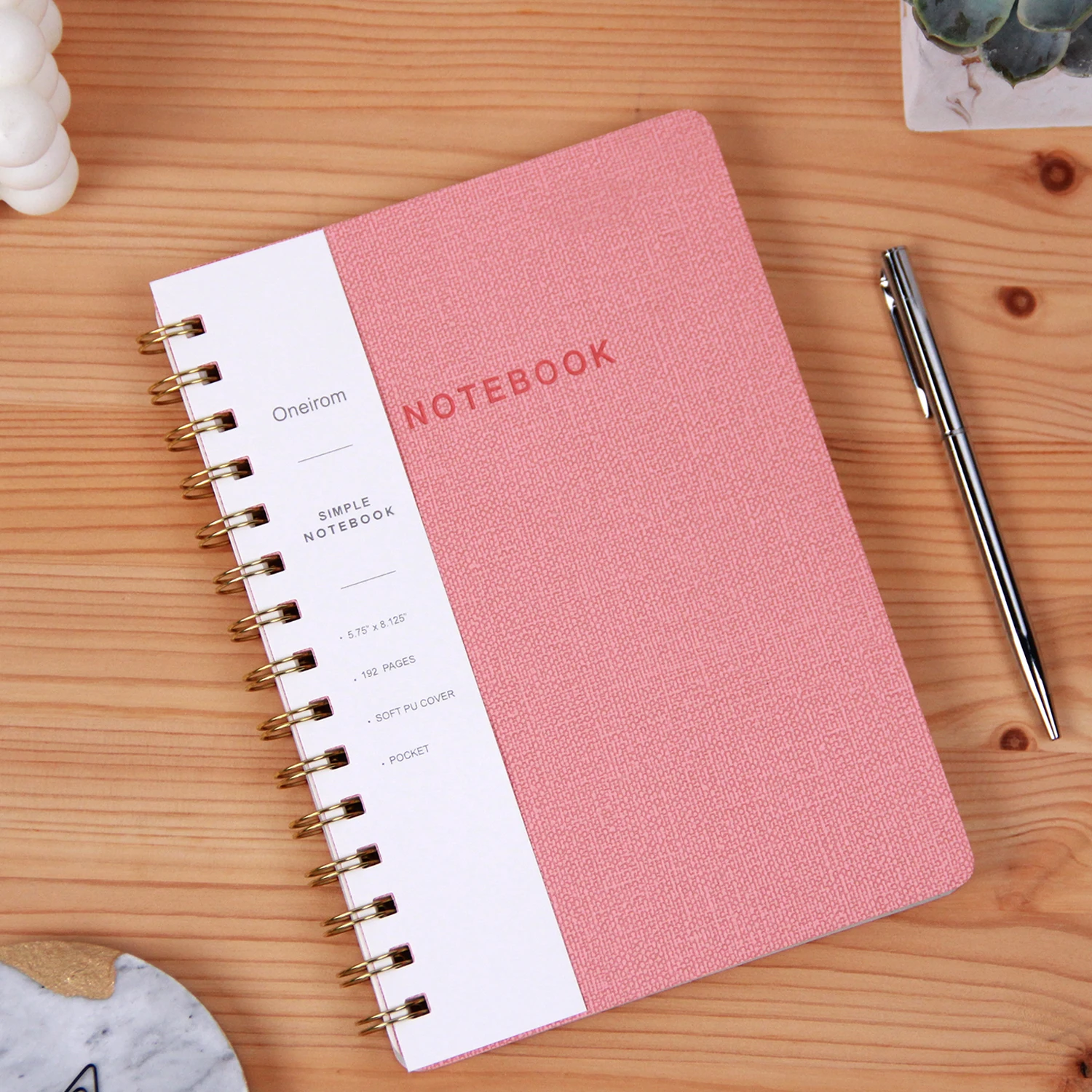 pu hardcover custom paper spiral binder printed notebook