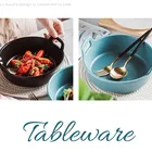 Northern Europe round plate, ears matte glaze ceramic bakeware, creative household baking tray in the microwave oven