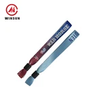 Embroidery Event Fabric Wristband,Custom Cloth Bracelets,Plastic Button Woven Wristband