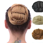 Wholesale Bride Good Design Synthetic Hair Bun Head Real Bud Braid Hair Band Elastic Wigs Woman Retro Wig Bun Wears Hair