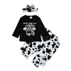 Baby Clothes Printed Baby Clothes New Infant Toddler Cute Letter Cow Printed Top Trousers Baby Clothes Sets 3PCS