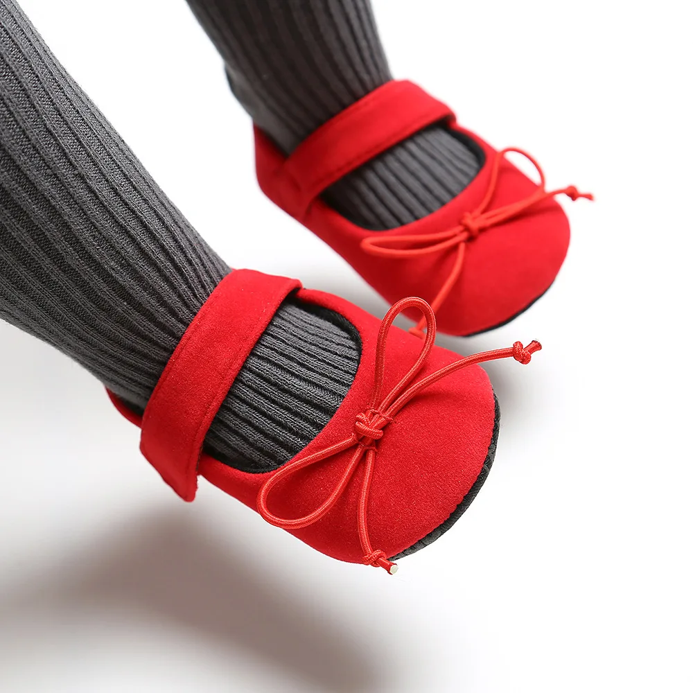 Solid Color Bow-knot Baby Girl Shoes with Flower Baby Walking Shoes details
