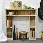 Luckywind Rustic Vintage Natural Solid Fir Wood Unfinished Indoor Fireplace Mantel Shelf
