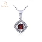 Beautiful Pendant Silver 0.7Ct Natural Garnet Square Handmade Pendant Gemstone Jewelry