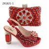ZR1821 African style red color Big size Italian shoe matching bag set so beautiful shoes bags