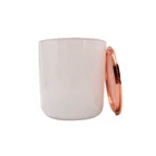 Heat Resistant Shiny White 247ml Glass Candle Vessel with Metal Stand