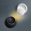 Hotel living room rotatable round square black white gold light acrylic metal wood moon led bedside wall lamps lighting