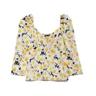 Design Blouses 2020 Top Selling Sweet V-neck Top Women Flower Printed Short Sleeves Modern Design Blouses