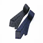 High quality handmade men's knit jacquard custom tie 100% silk blue black plaid business casual silk tie