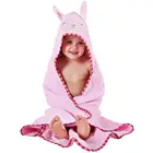 Organic bamboo soft animal face pink bath baby hooded towel custom