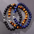 Spiritual Natural Stainless Steel Spiritual Jewelry Natural Stone Black Onyx Beaded Beads Bracelet For Mens