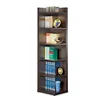 Morden tall brown soild wooden corner open bookcase portable book shelf
