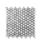 White marble stone tiles Italian Bianco Carrara penny round shaped mosaic