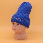 Custom Knit Wool Beanie Navy Blue Cap Promotional Striped Children Winter Hats Beanie